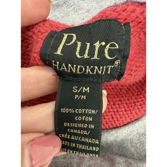 Pure Handknit Womens Sweater Preppy Minimalist Classic Cozy High Low Red SMALL - Picture 7 of 9